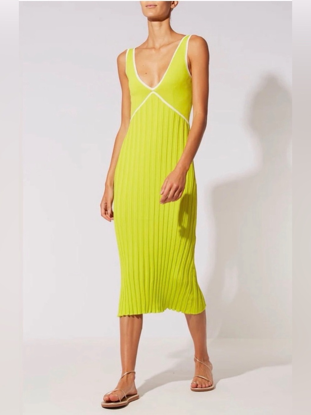 SOLID & STRIPED The Aubrey Dress in Pear Green XS